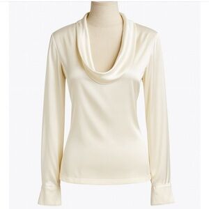 Zena Cream Satin Drape Neck Blouse